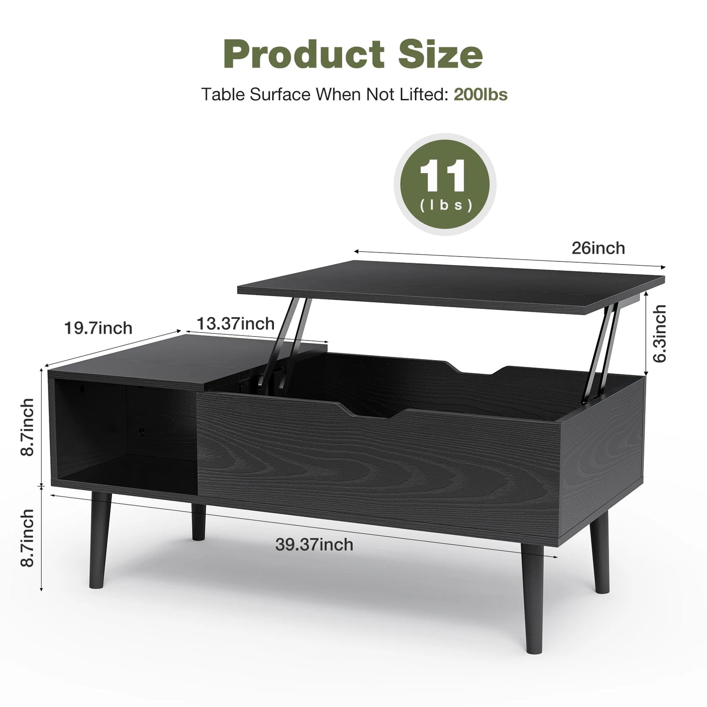Lift Top Coffee Table 39.37"x19.7"