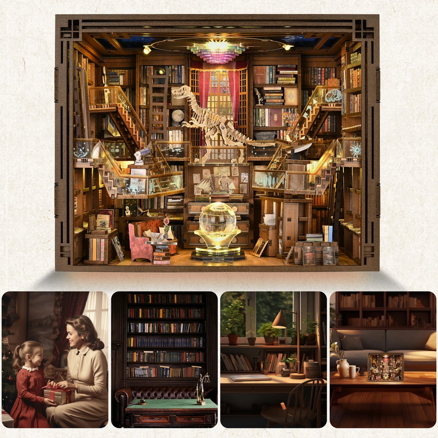 DIY Book Nook Kit Beyond Library w/LED Light