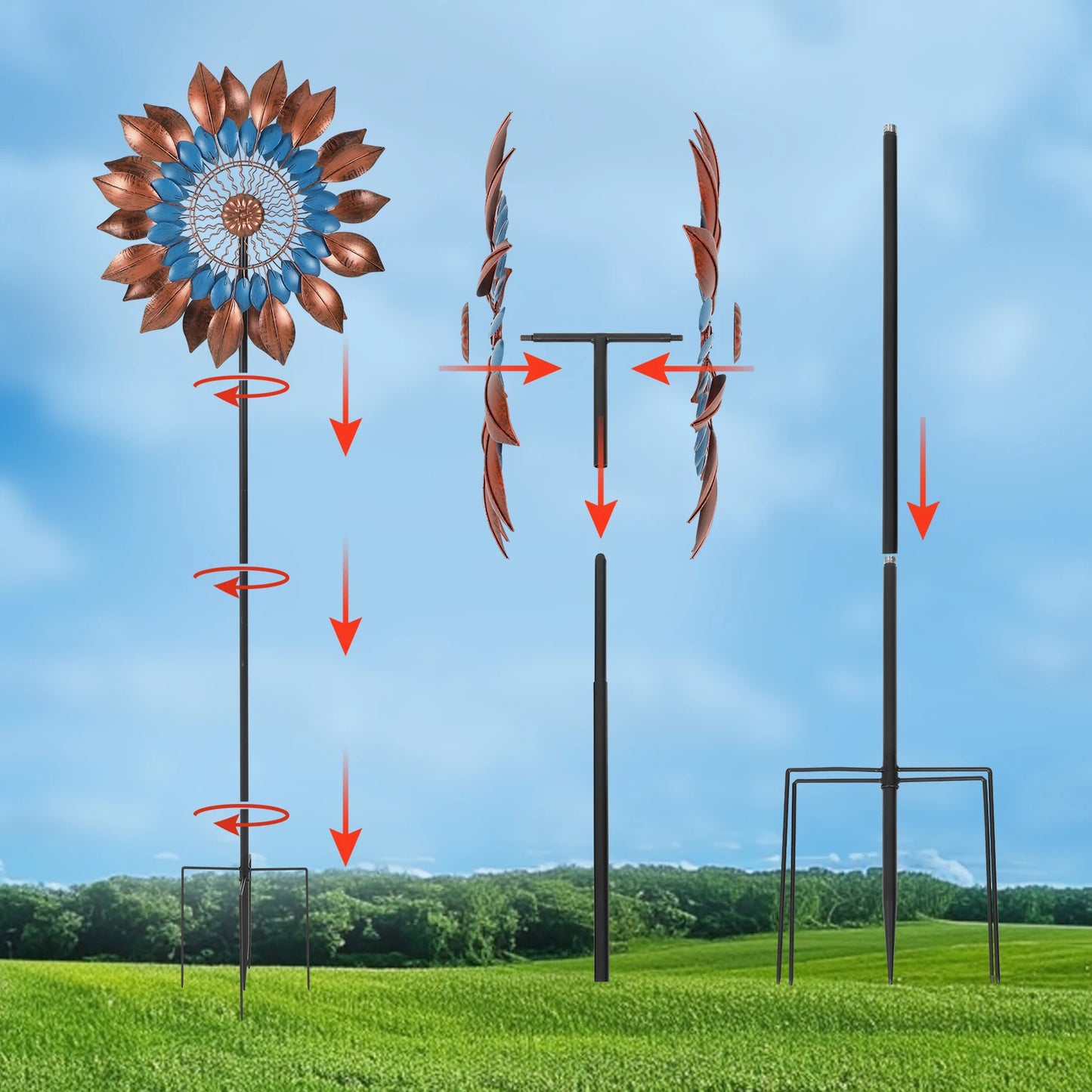 Wind Spinners Outdoor Metal Large, 84 Inch