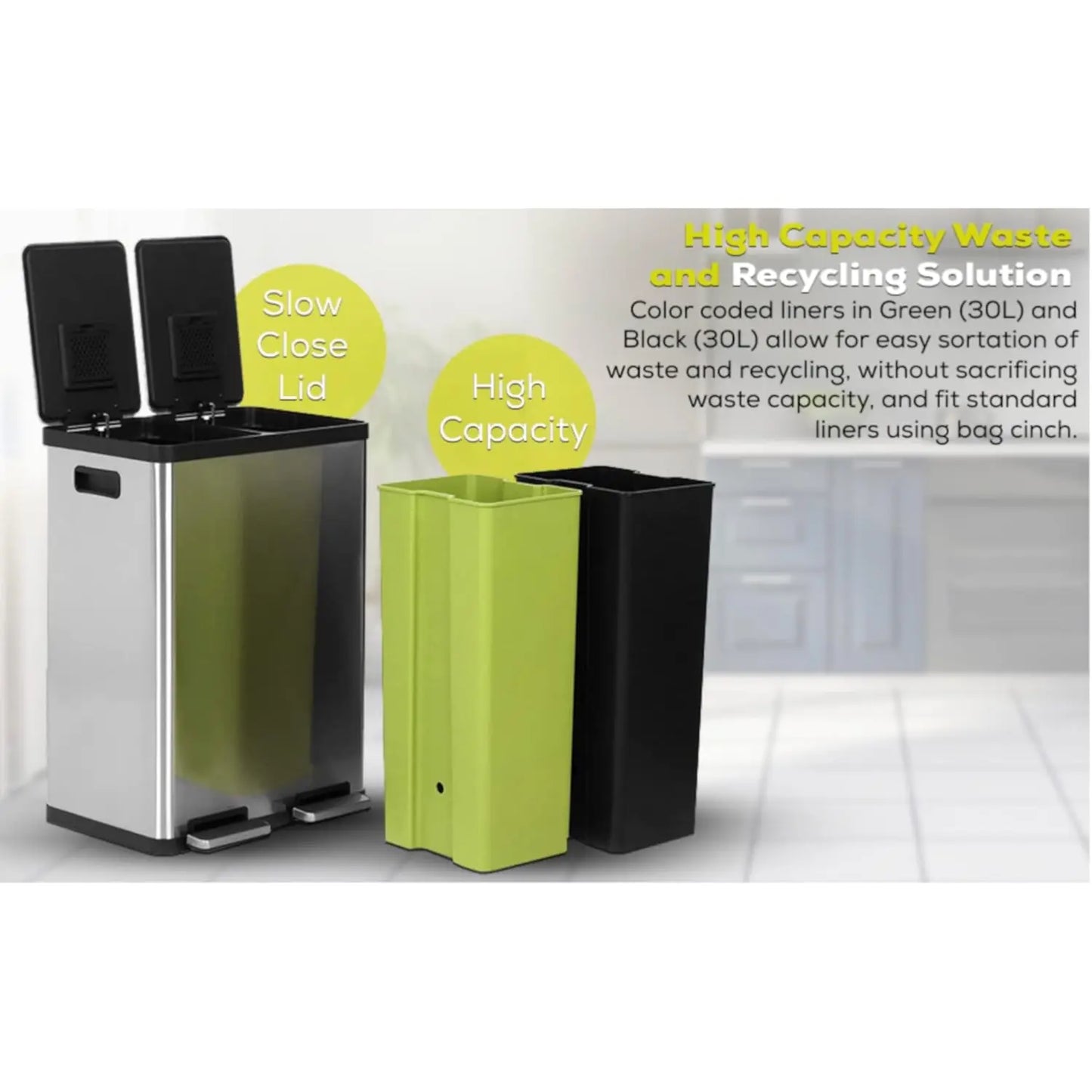 16 Gallon Rectangular Recycling Trash Can