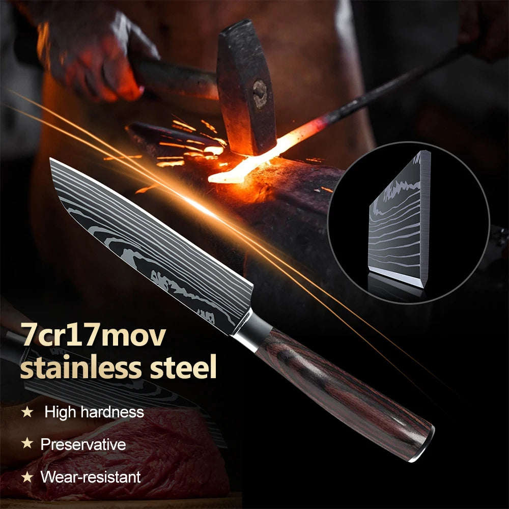 1-10PCS Chef knife Japanese Kitchen Knives Set