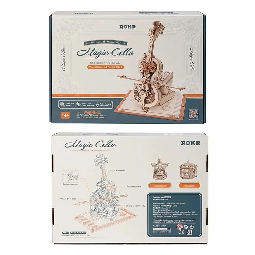 3D Wooden Puzzle Magic Cello Mechanical Music Box