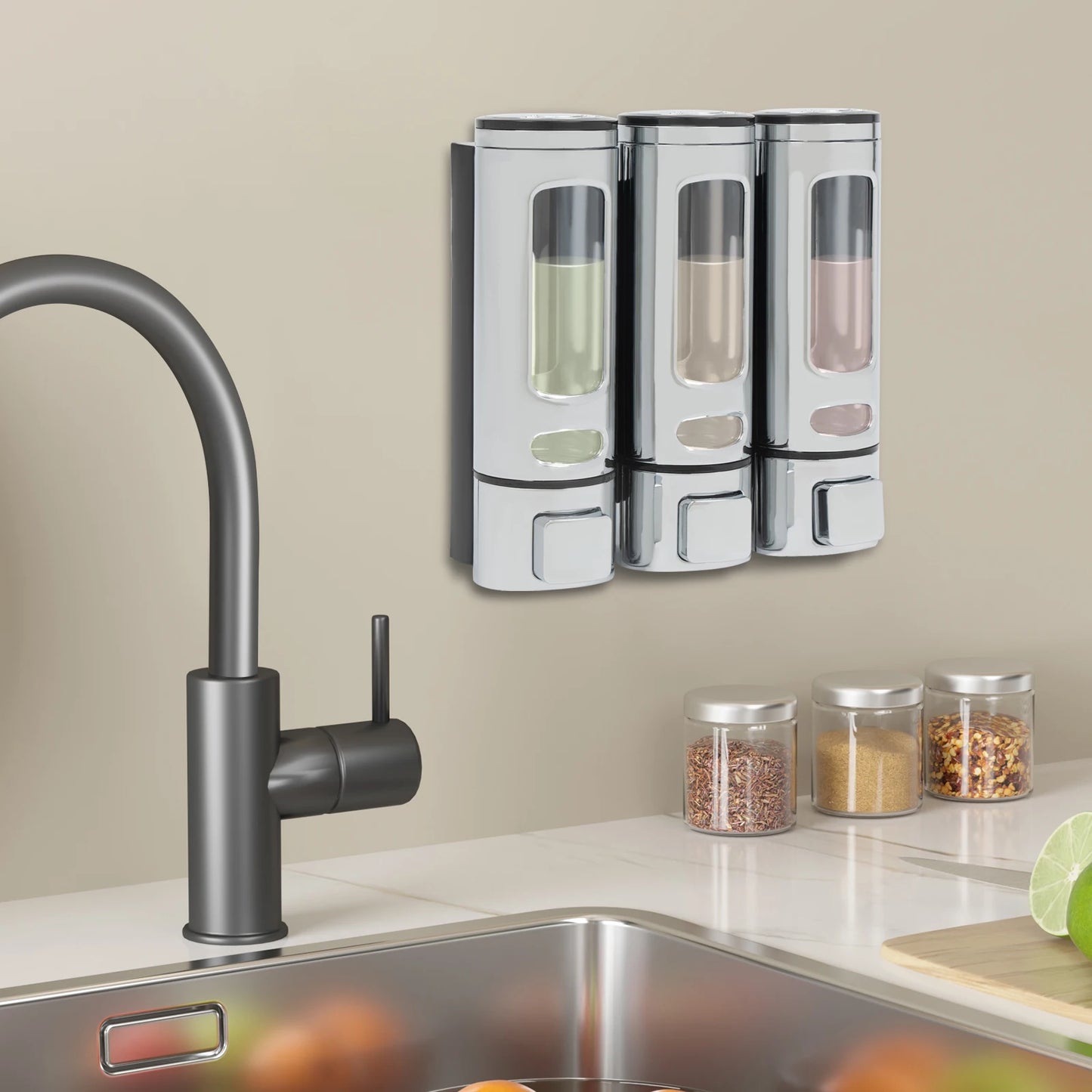Refillable Liquid Soap Dispenser Bottles - Silver