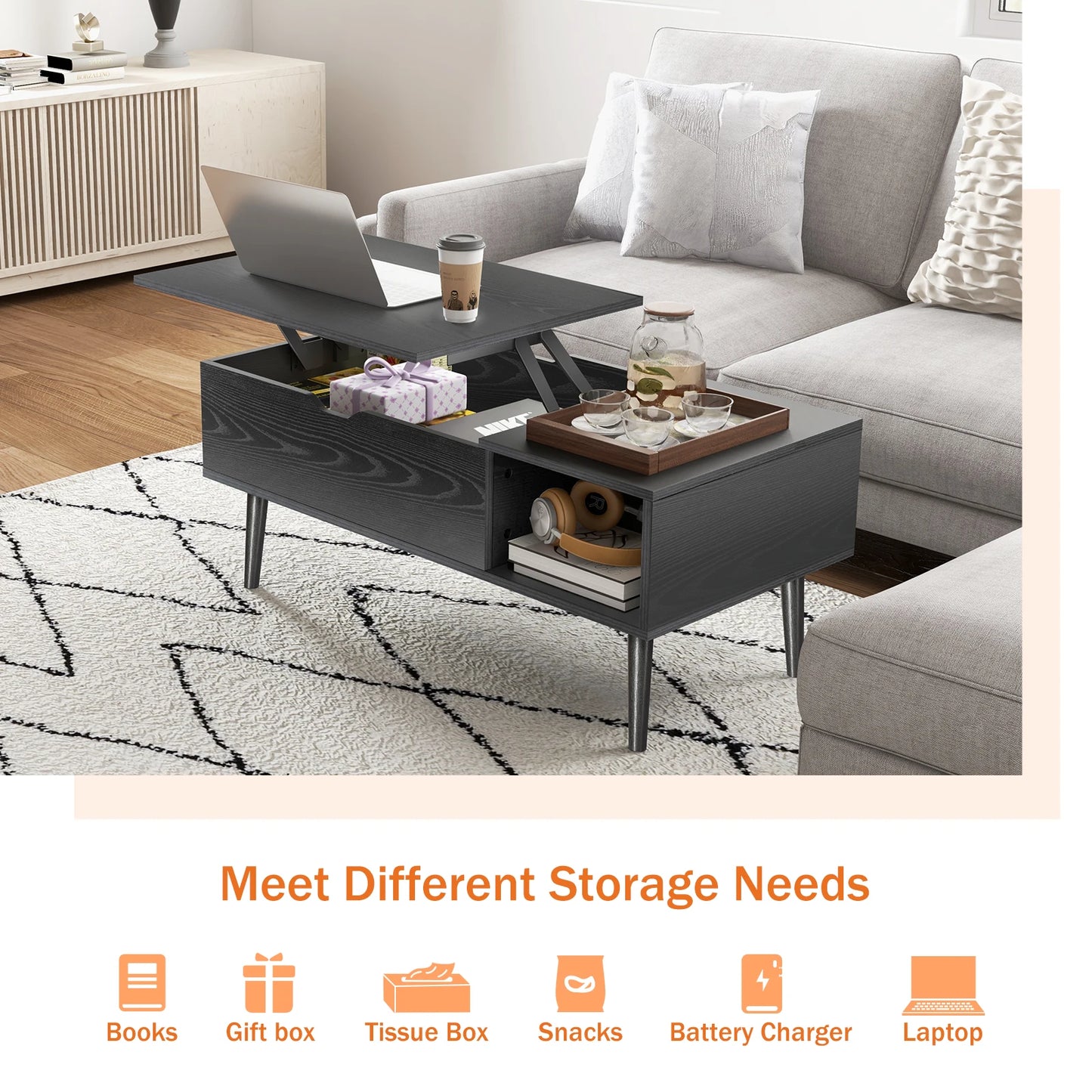 Lift Top Coffee Table 39.37"x19.7"