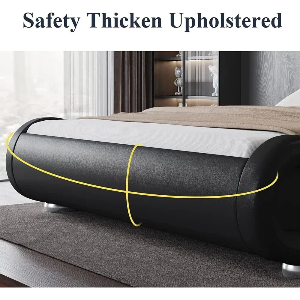 Bed Frame, Ergonomic & Adjustable Headboard