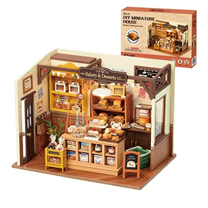 DIY Miniature Bakery Kit w/Furniture & LEDs