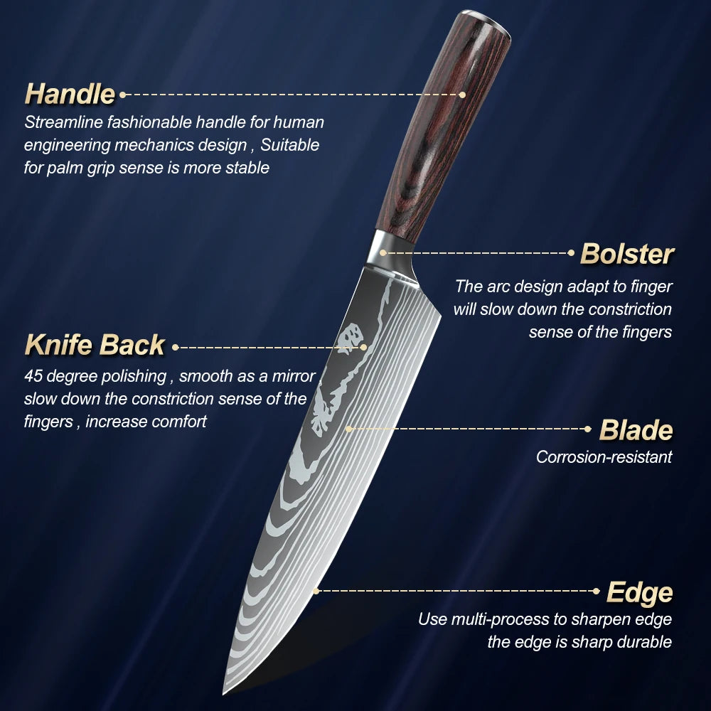 1-10PCS Chef knife Japanese Kitchen Knives Set