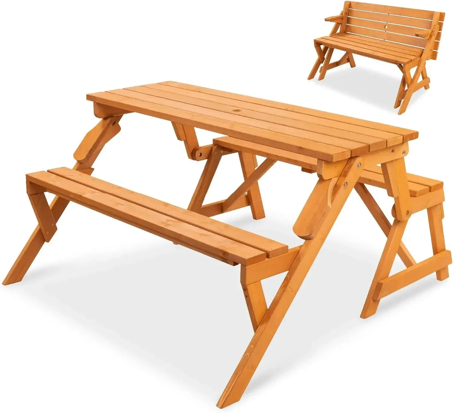 Wood Grain Convertible Patio Bench