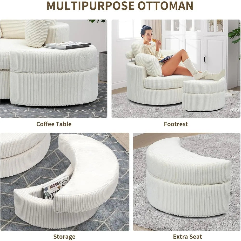 Swivel Accent Chair with Ottoman & Pillow