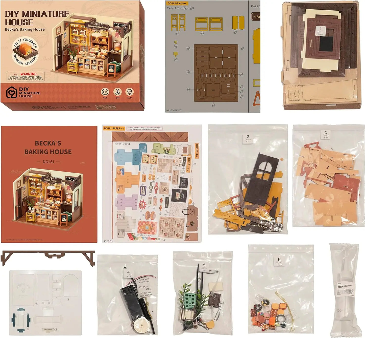 DIY Miniature Bakery Kit w/Furniture & LEDs