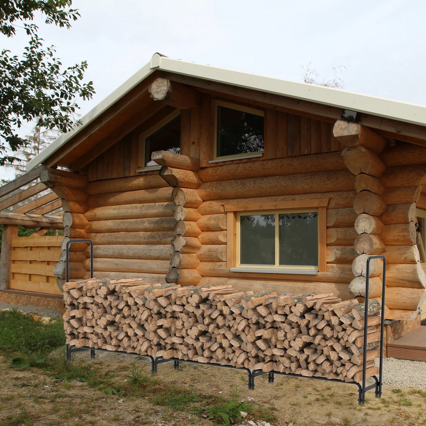12 ft. Outdoor Fire Wood Log Rack Heavy Duty