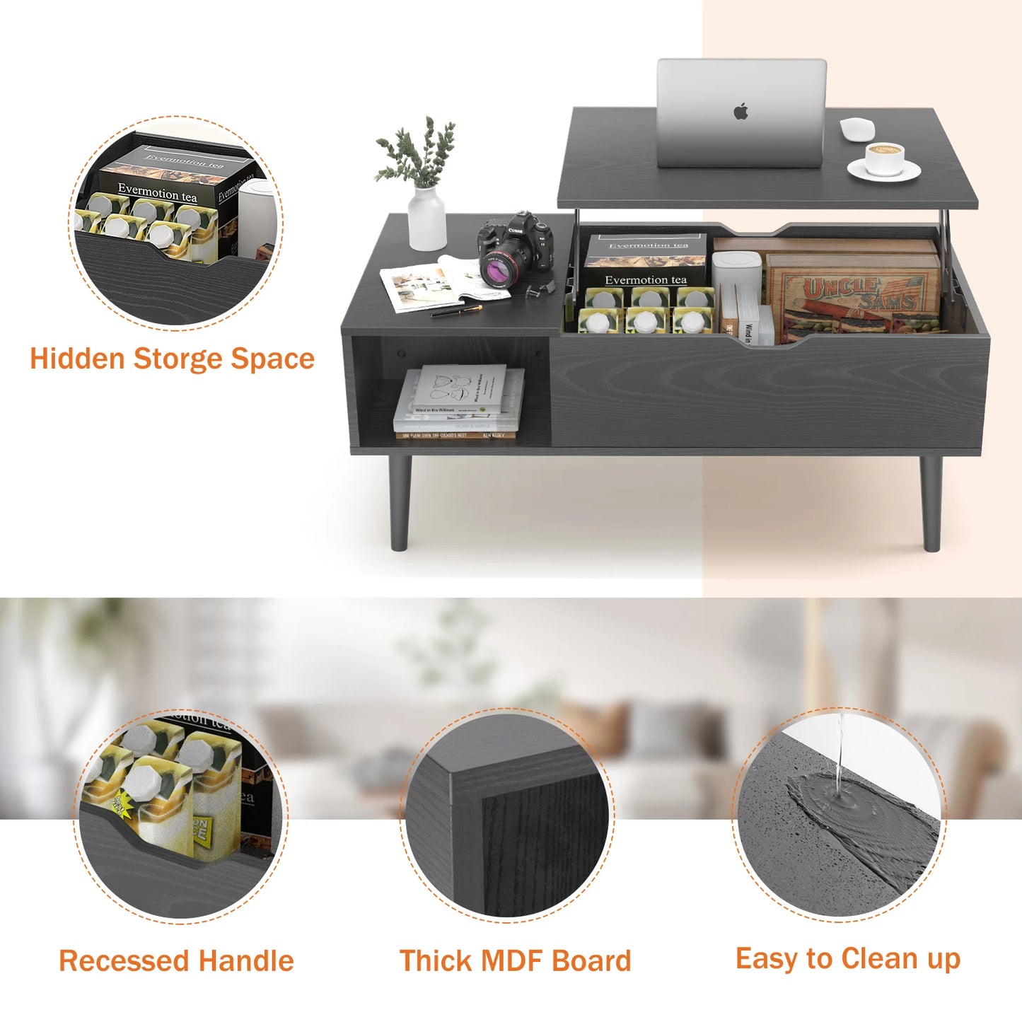 Lift Top Coffee Table 39.37"x19.7"