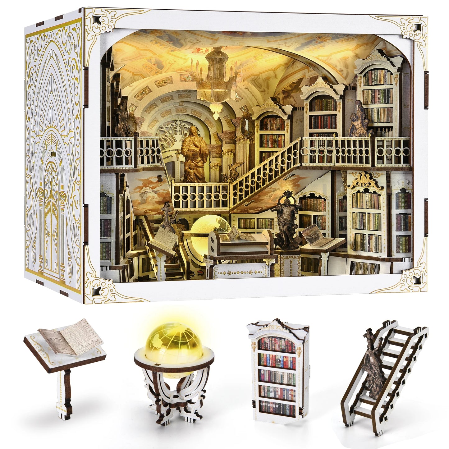 Book Nook Library of Gods DIY Kit, w/LED Lights