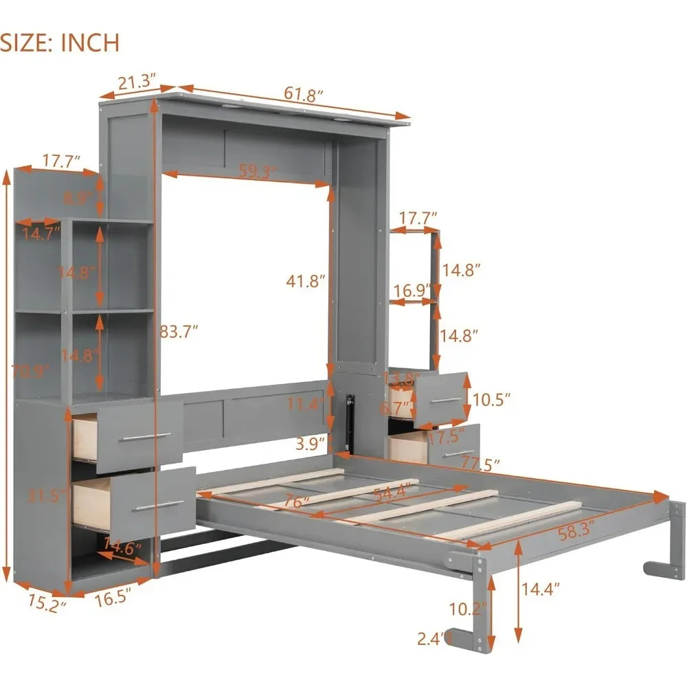 Full Size Murphy Bed w/LED Lights