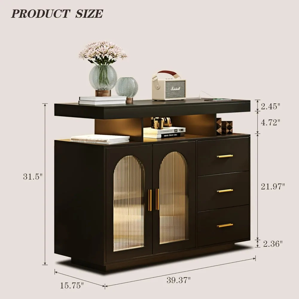 Wood Coffee Bar Table with Shelf