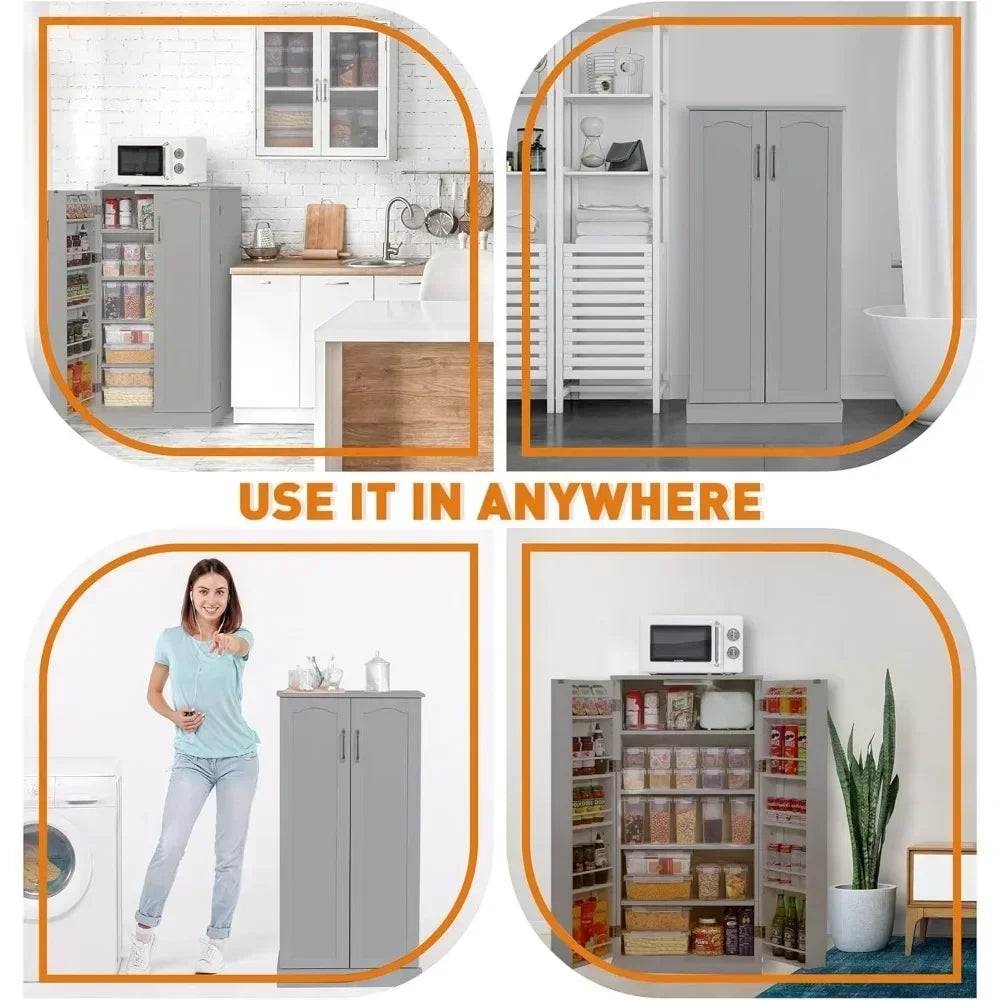 LED Kitchen Pantry Storage Cabinets
