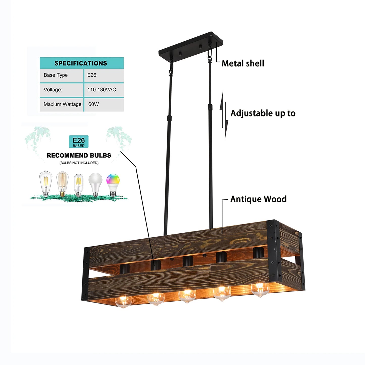 Farmhouse Ceiling Light Fixture 60W