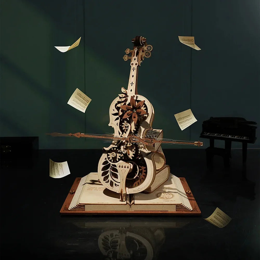 3D Wooden Puzzle Magic Cello Mechanical Music Box