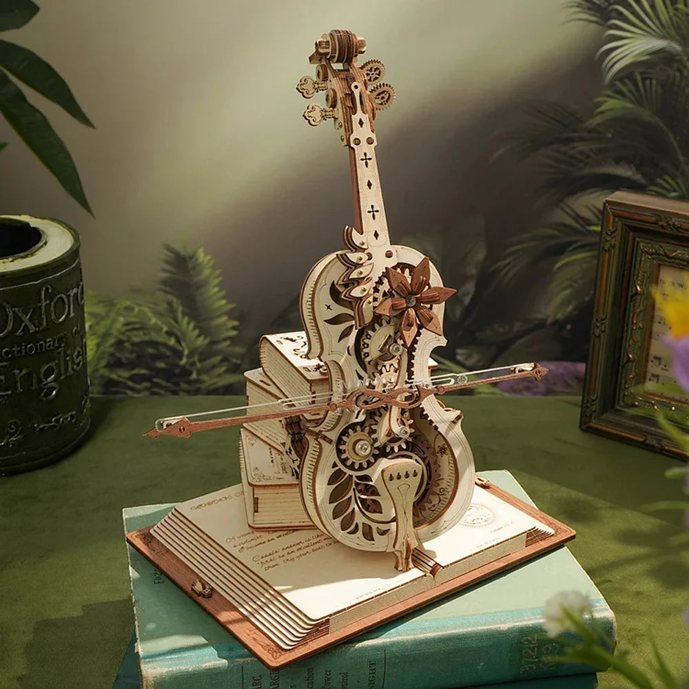 3D Wooden Puzzle Magic Cello Mechanical Music Box