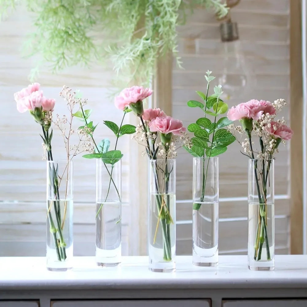 Glass Cylinder Bud Vases for Centerpieces, Set of 12