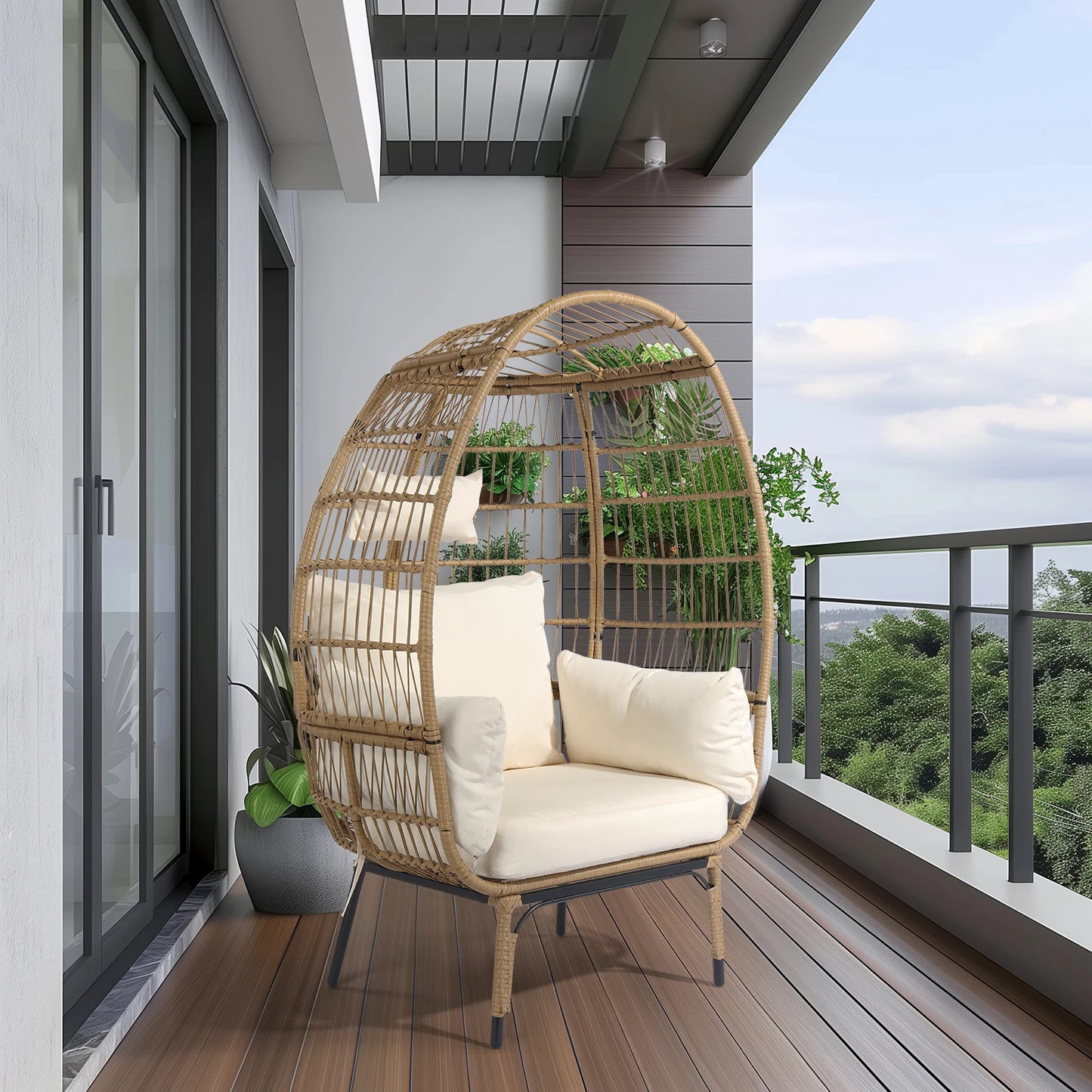 Wicker Egg Chair, Indoor Outdoor Lounger