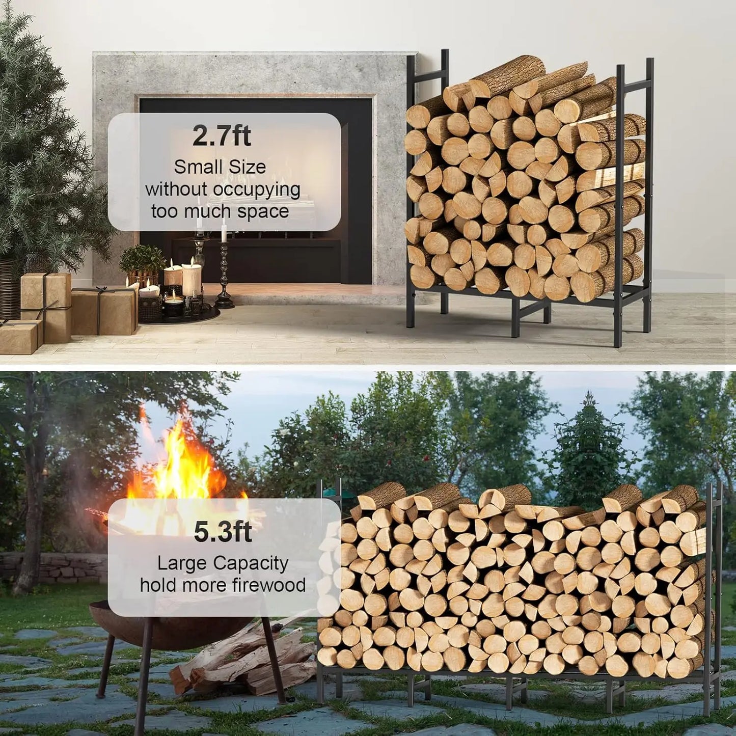 5.3-foot Adjustable Fire Log Stacking Rack