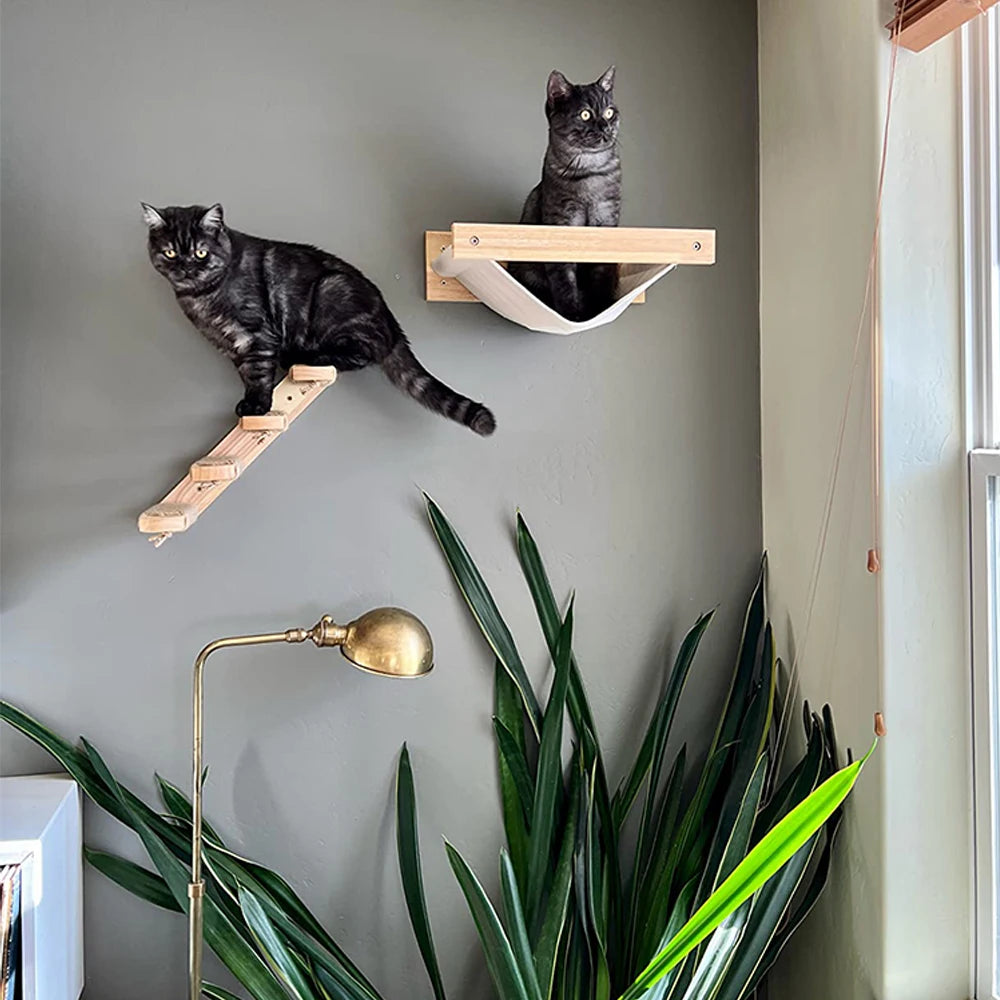 3Pcs Cat Climbing Shelf Perch w/Hammock