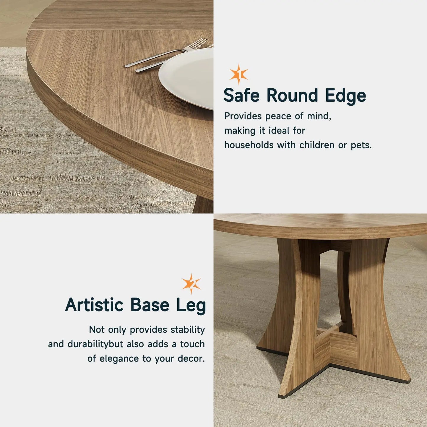47.24" Round Dining Table for 4