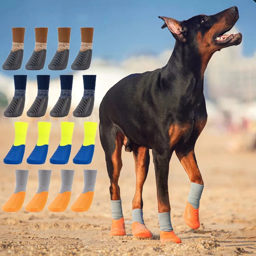 4Pcs Outdoor Dog Boots Paw Protector