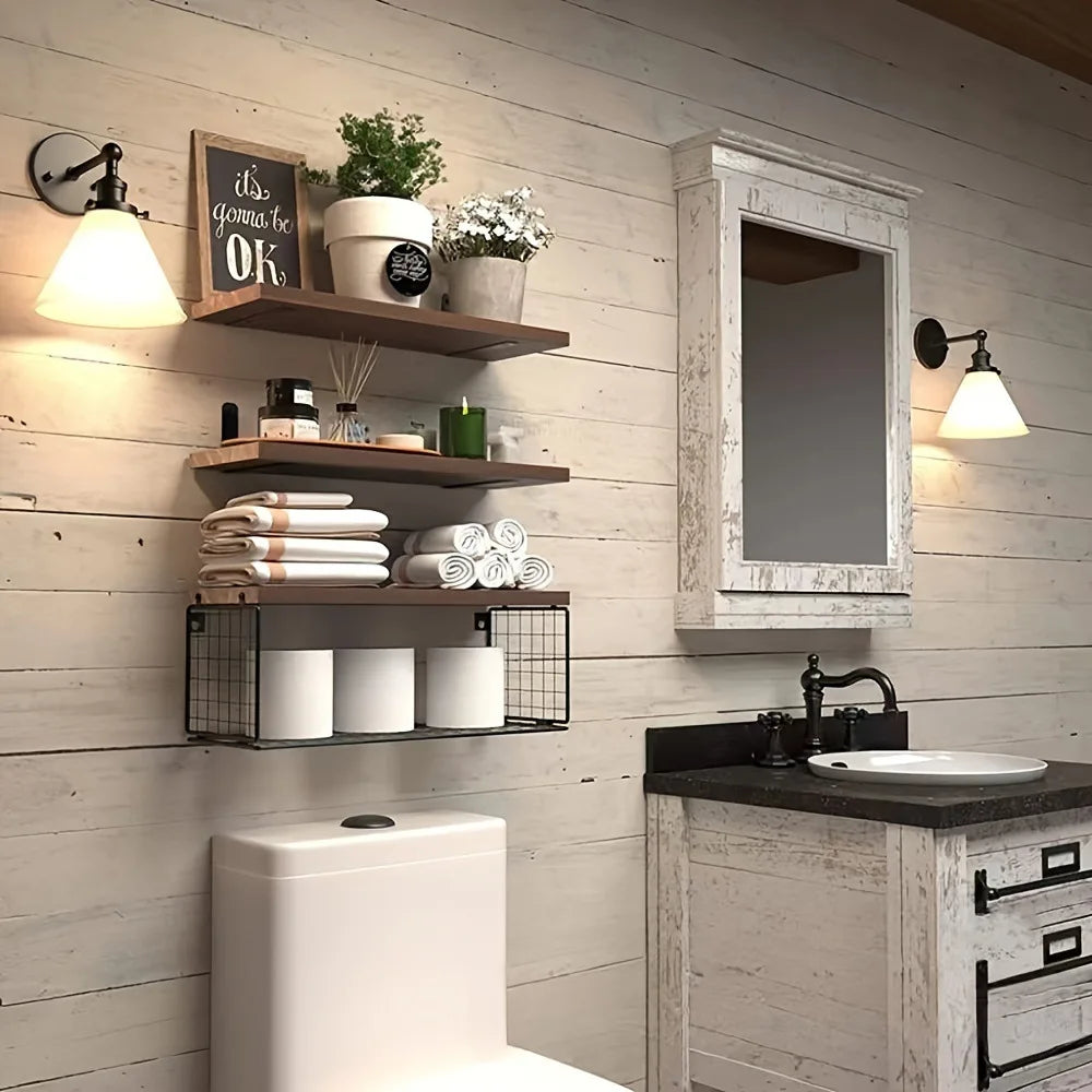 Wall Mounted 3/Wood Floating Shelves