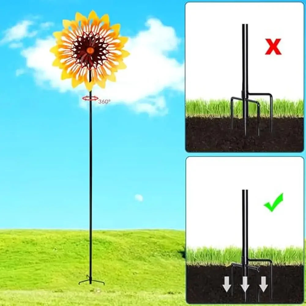 Sunflower Metal Kinetic Wind Spinner Large