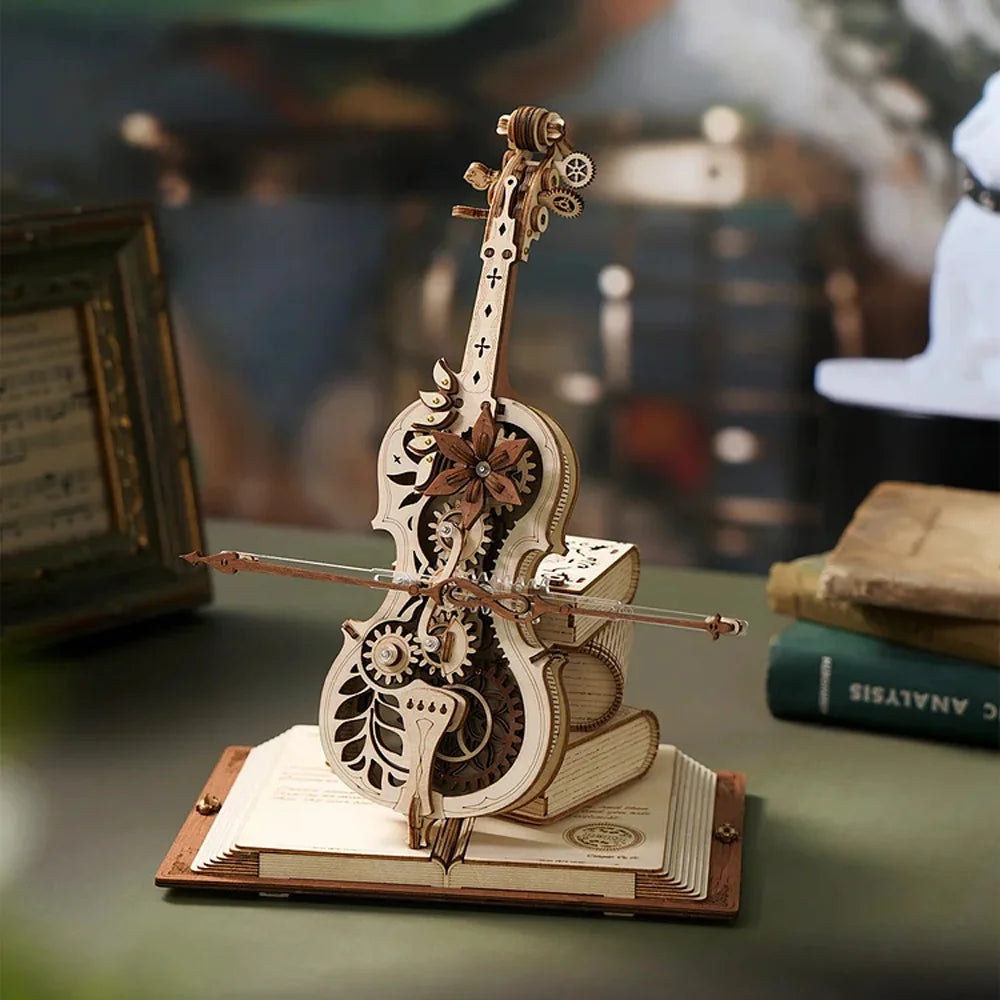 3D Wooden Puzzle Magic Cello Mechanical Music Box