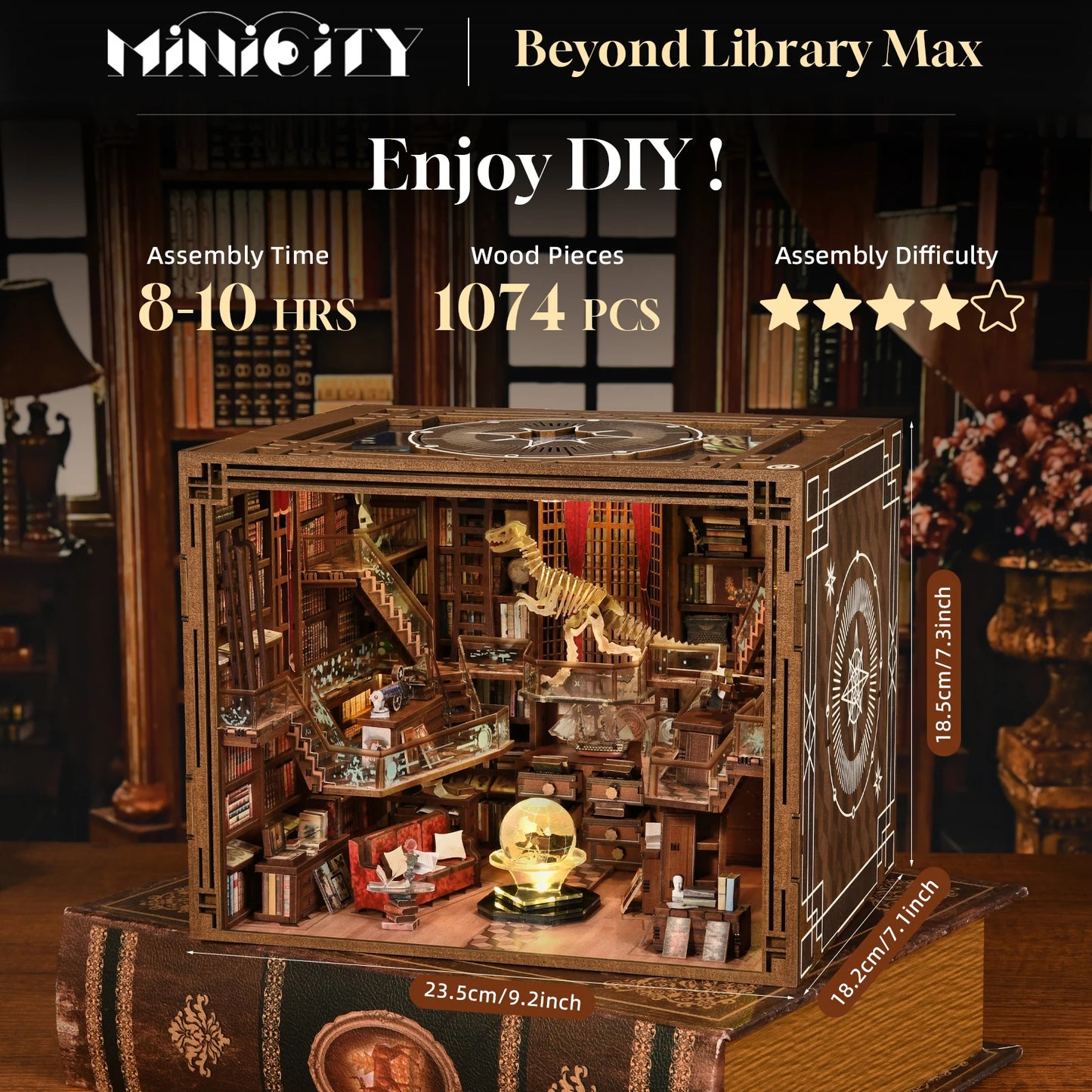 DIY Book Nook Kit Beyond Library w/LED Light