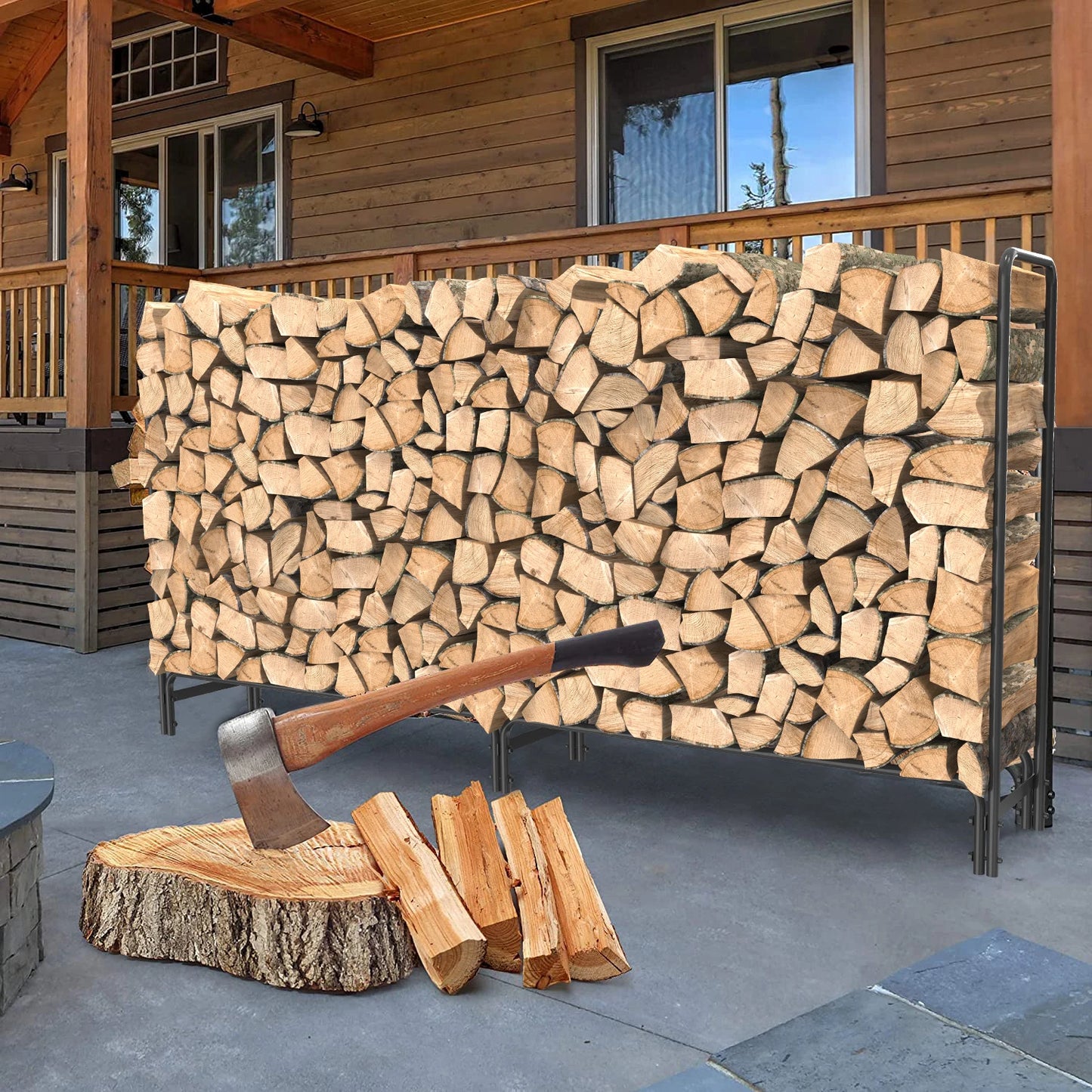 12 ft. Outdoor Fire Wood Log Rack Heavy Duty