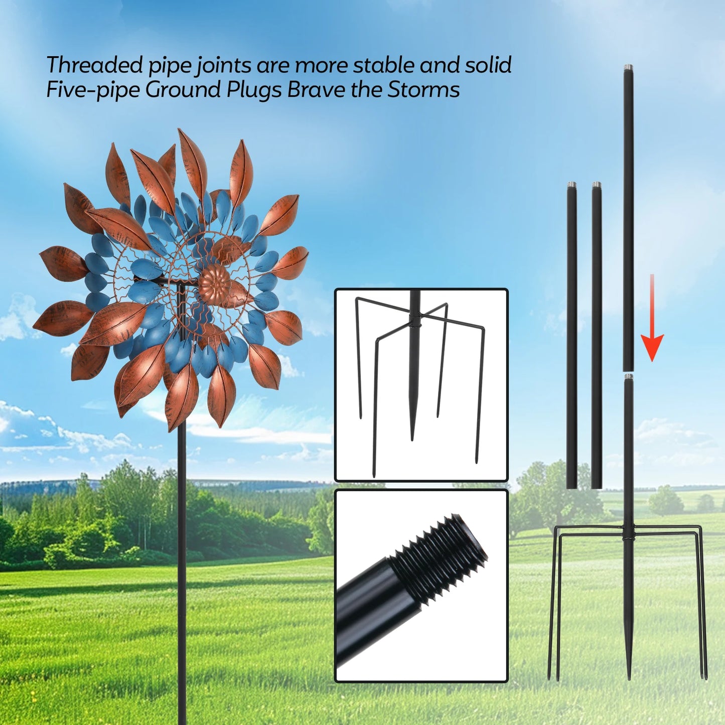 Wind Spinners Outdoor Metal Large, 84 Inch