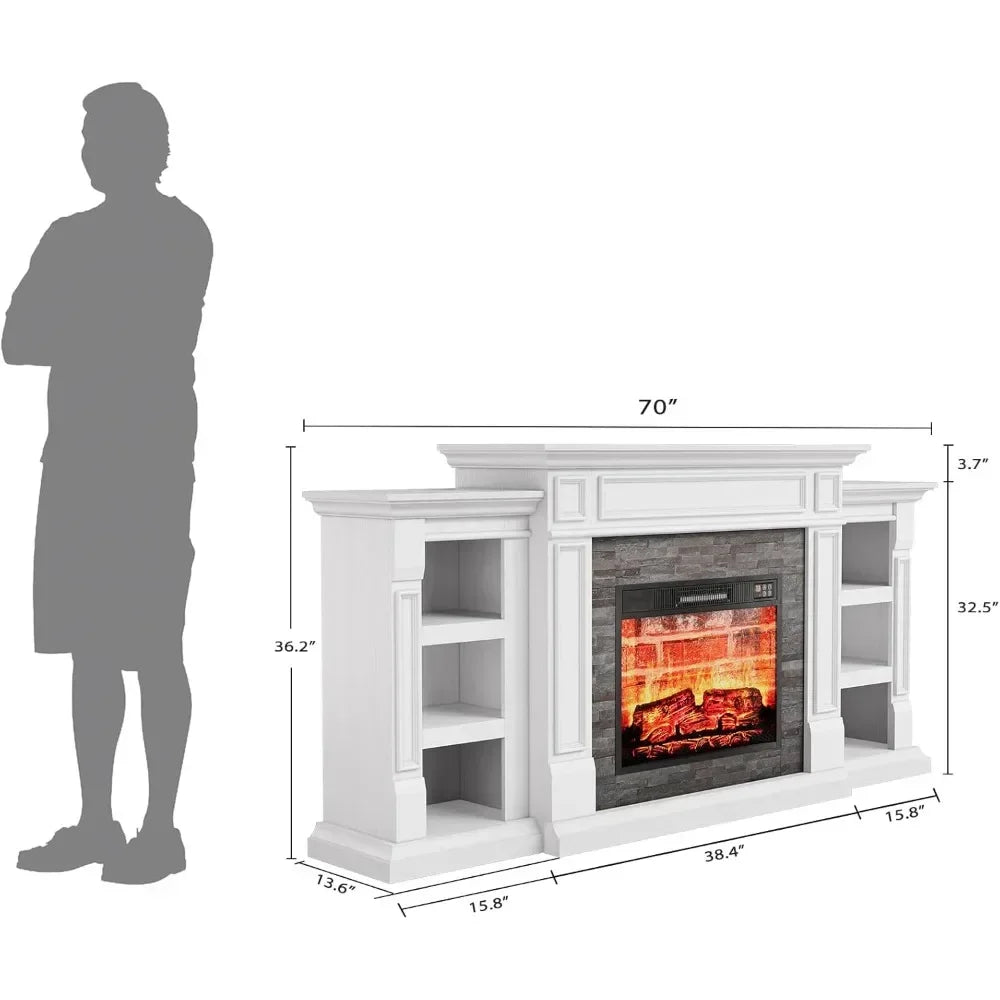 Fireplace TV Stand with Mantel 70", TVs Up To 80"