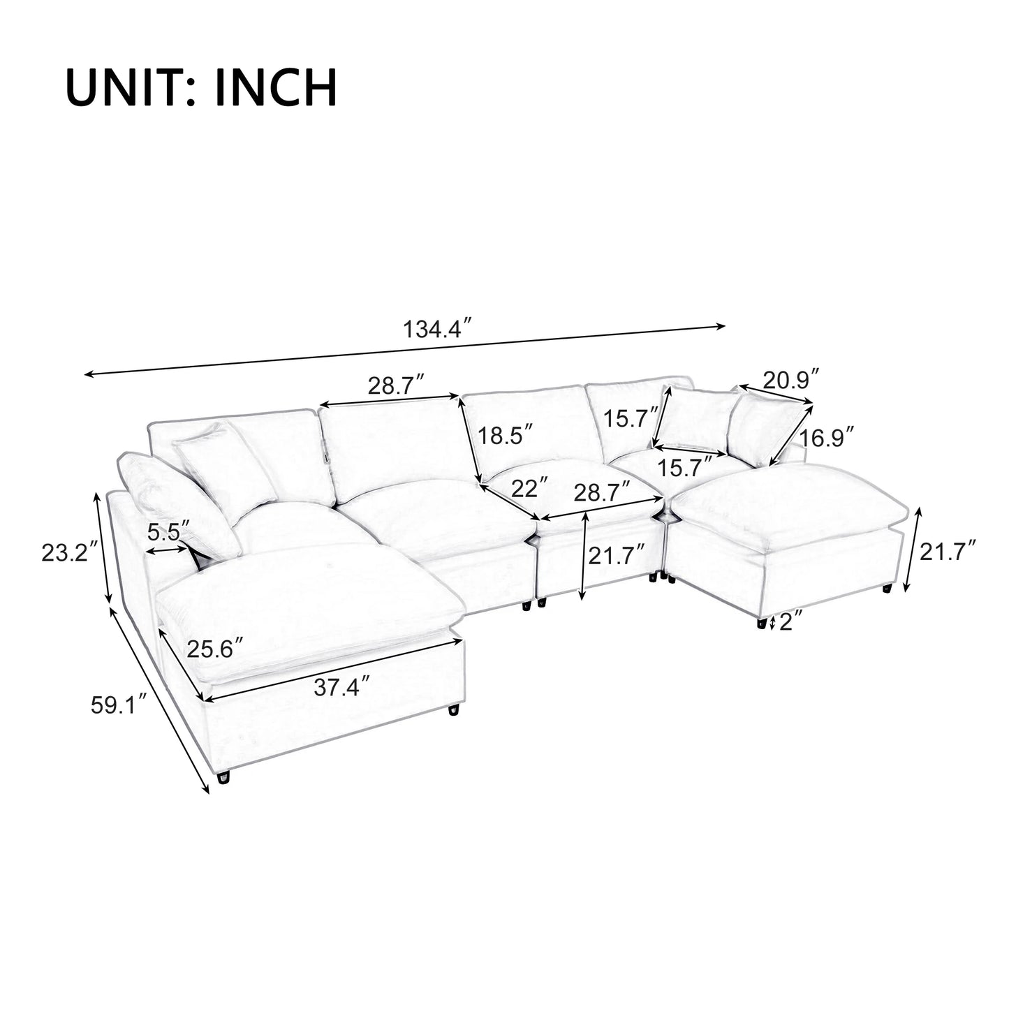 Modern Large U-Shape Sectional Sofa