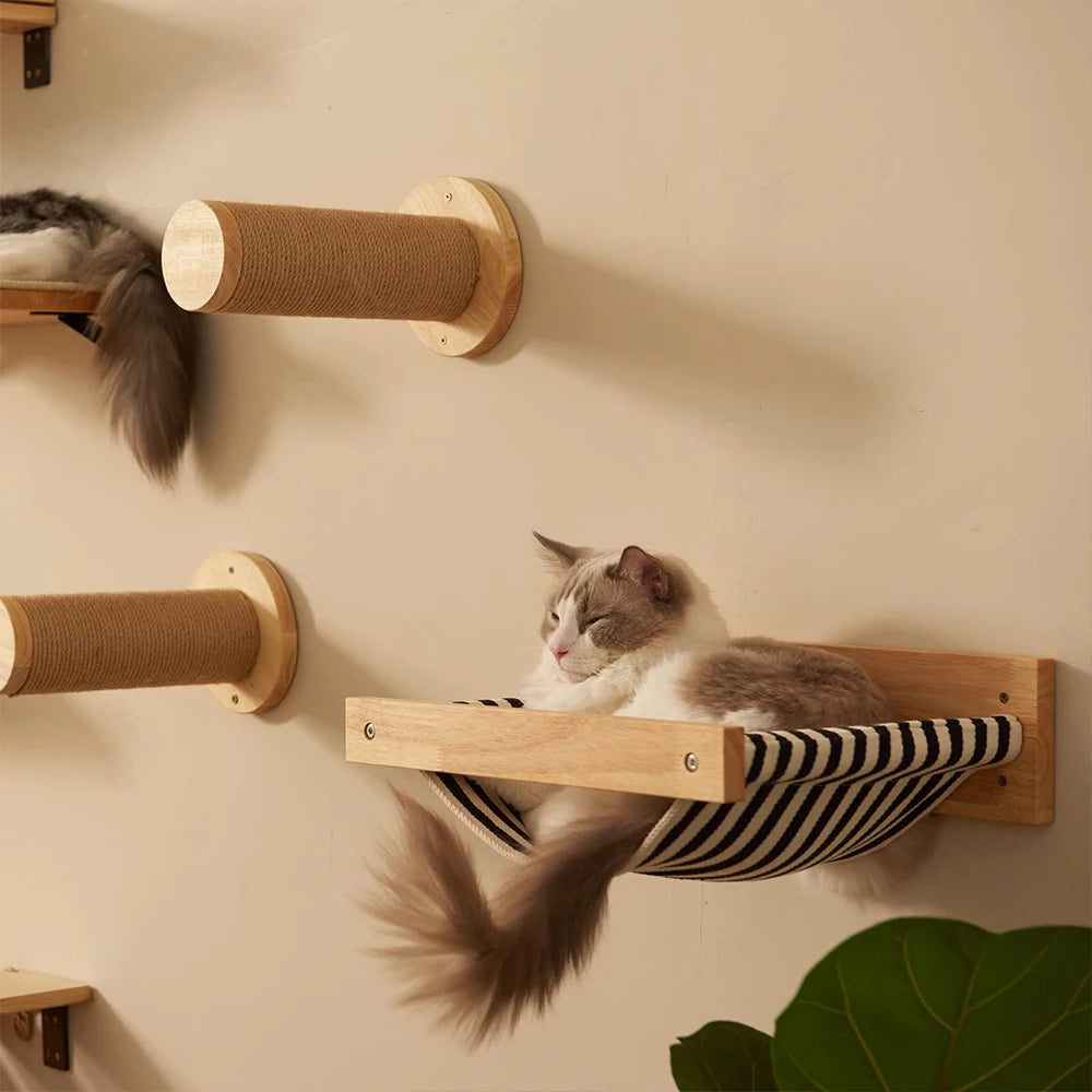 3Pcs Cat Climbing Shelf Perch w/Hammock