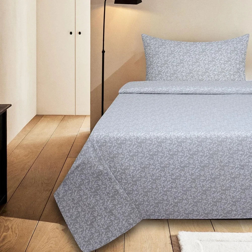 100% Cotton Printed Flannel Twin Bed Sheet Set