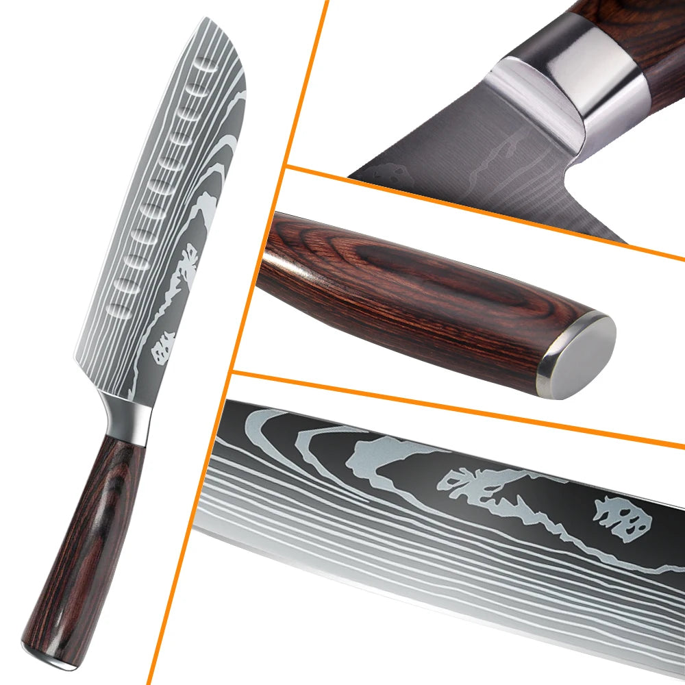 1-10PCS Chef knife Japanese Kitchen Knives Set