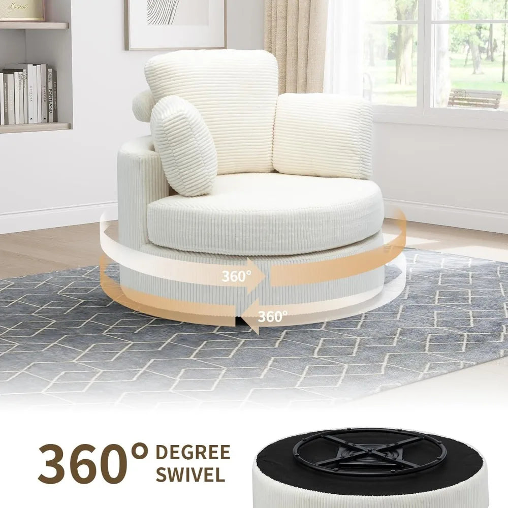 Swivel Accent Chair with Ottoman & Pillow