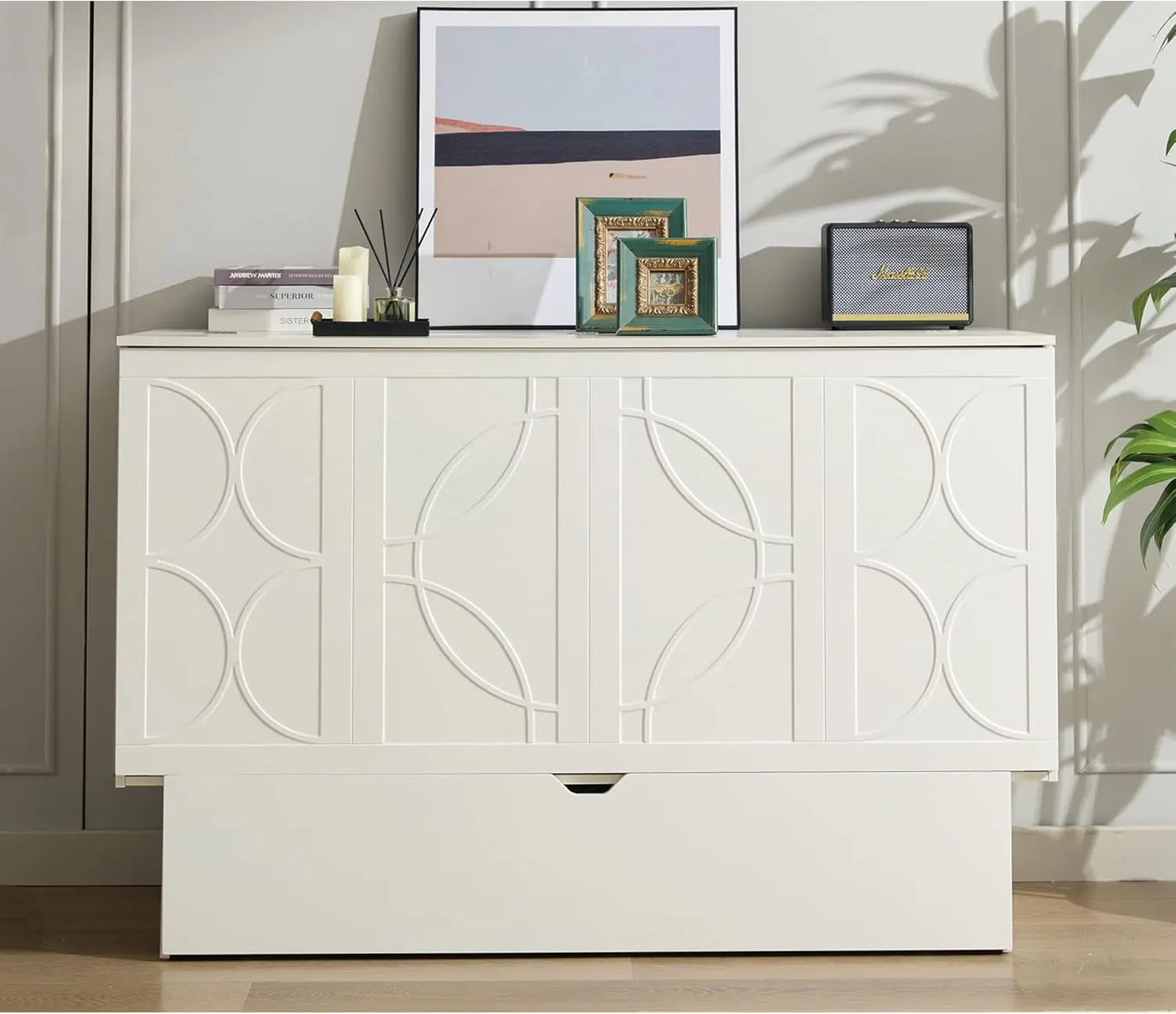 Cabinet Queen Bed, Folding Mattress & USB Ports