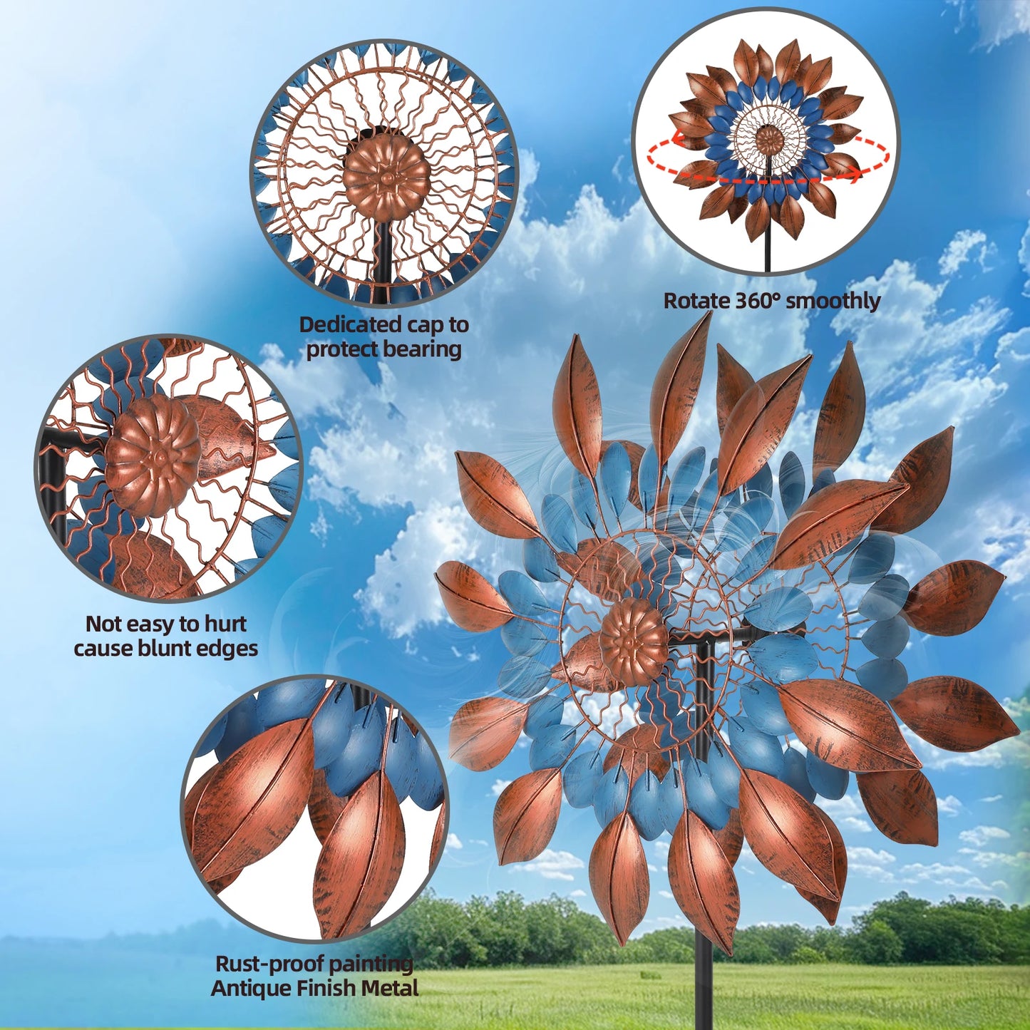 Wind Spinners Outdoor Metal Large, 84 Inch