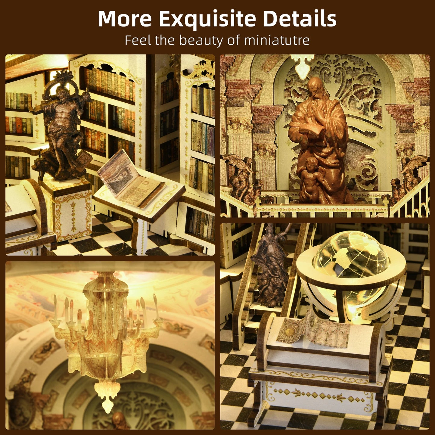 Book Nook Library of Gods DIY Kit, w/LED Lights