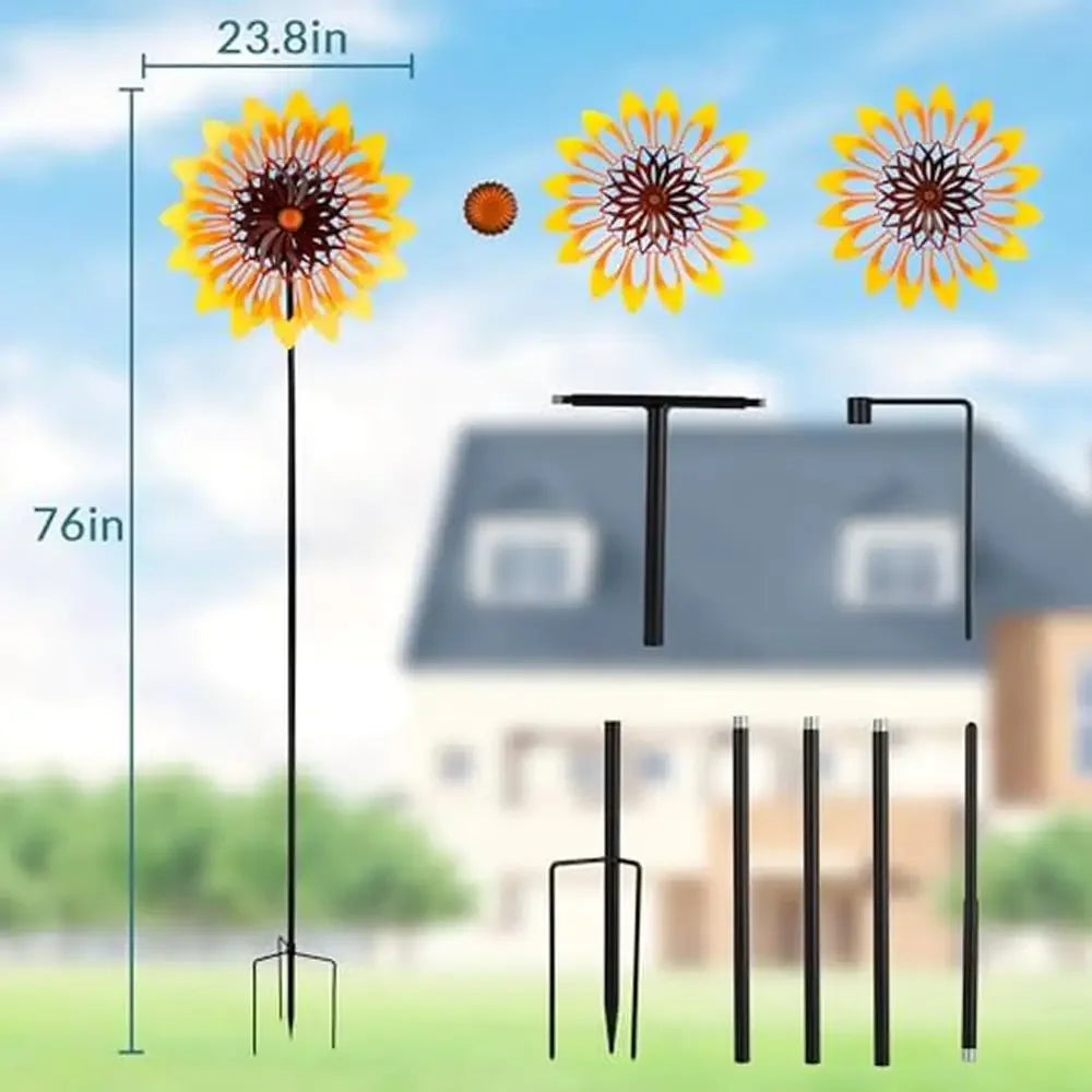 Sunflower Metal Kinetic Wind Spinner Large