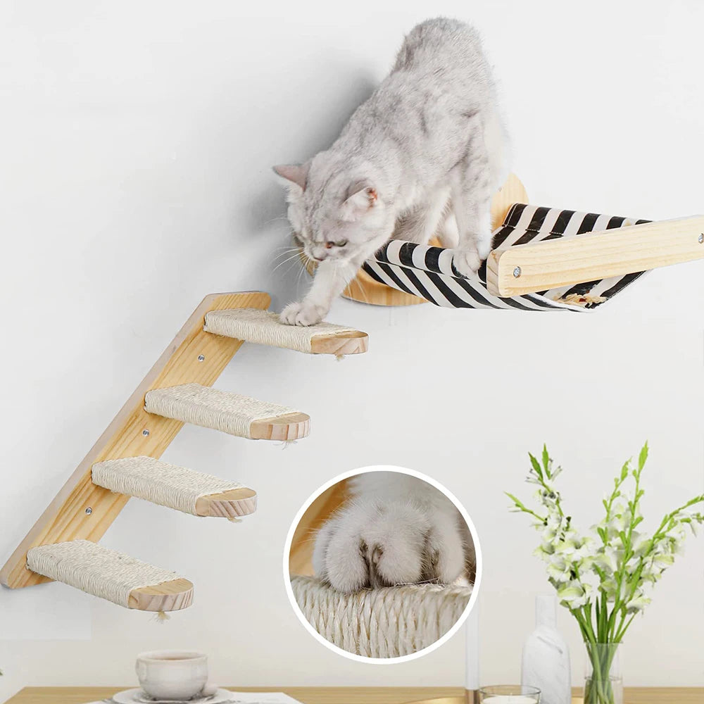 3Pcs Cat Climbing Shelf Perch w/Hammock