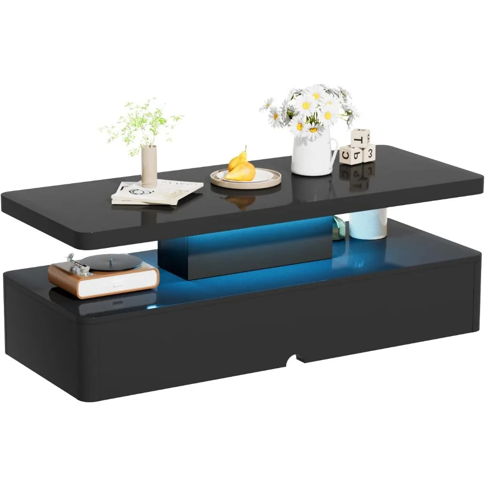 Modern Stylish Coffee & End Tables w/LED Lights