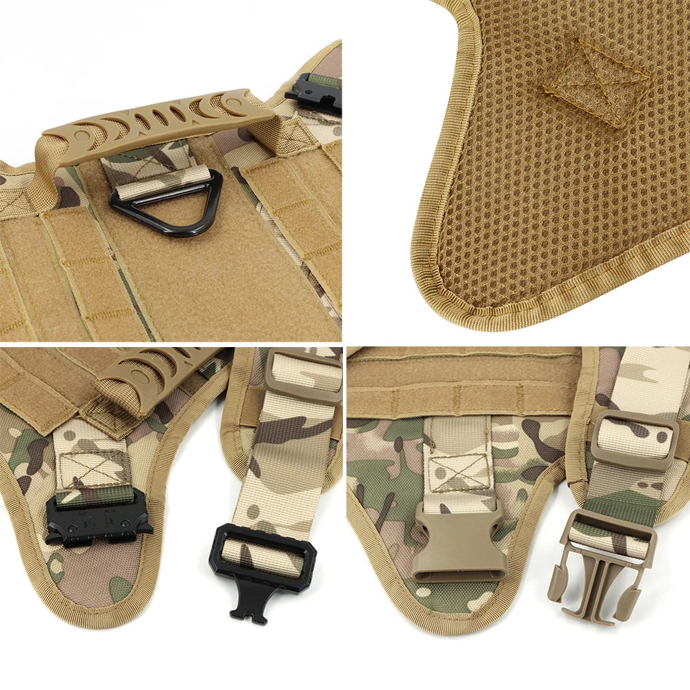 Military Harness Collar Leash Set For Medium & Large Dogs