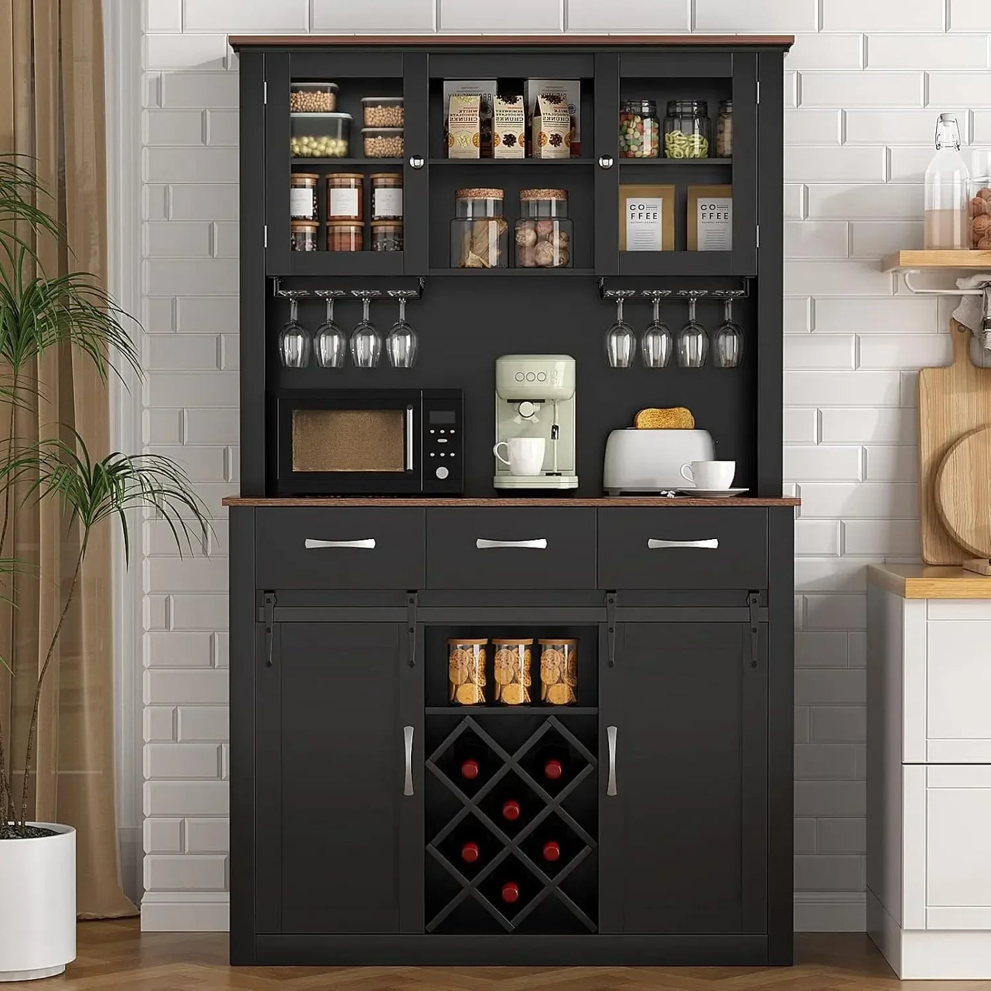 72" Tall Farmhouse Bar Cabinet