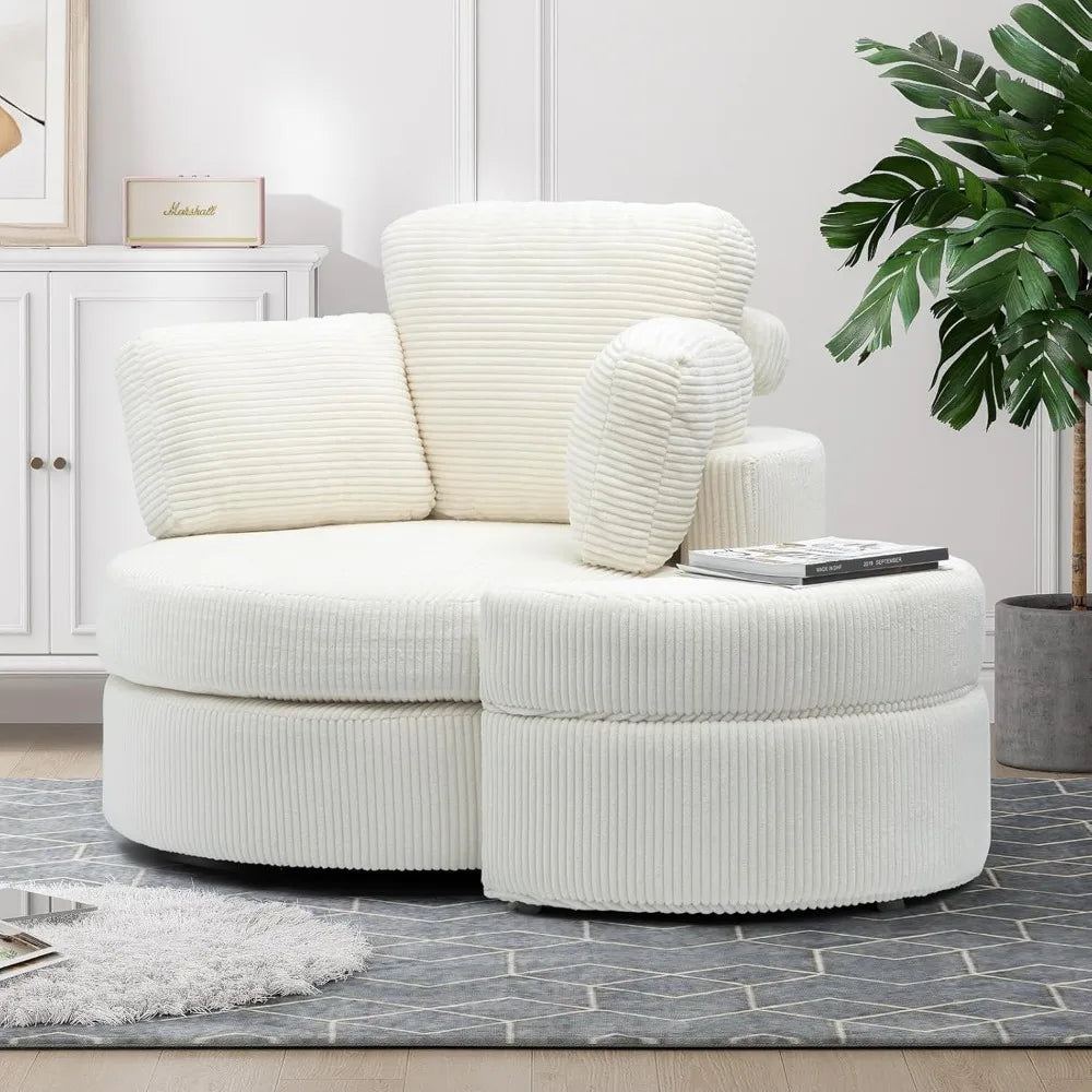 Swivel Accent Chair with Ottoman & Pillow